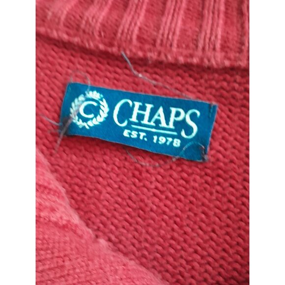 VTG Chaps XXL Holidays Reindeer Heavyweight Dad Ugly Christmas Polo Sweater Red - Picture 4 of 7